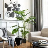 HOMCOM Künstliche Pflanzen, Kunst Monstera Deliciosa, 180 cm Kunstpflanze mit 24 Zweige, Zimmerpflanze, Kunstbaum, Pflanze Deko für Indoor, Grün   Aosom – Bild 3