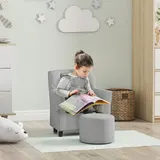 AIYAPLAY Kindersessel mit Fußhocker Kindersofa ab 18 Monaten in Leinentoptik Eukalyptusholz Grau 45 x 43 x 50,5 cm für Kinderzimmer   Aosom.de – Bild 3