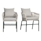 Outsunny 2er-Set Gartenstühle mit Kissen im Boho-Stil, Metallrahmen, ideal für Balkon & Terrasse, wetterfest und bequem   Aosom.de – Bild 1