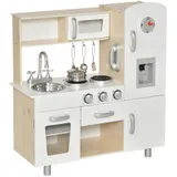 HOMCOM Kinderküche mit Zubehör, Traumküche für 3 Jahre+, Spielzeugküche aus Kiefer & MDF, Weiß, 74 x 30 x 81 cm   Aosom.de – Bild 1