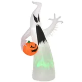HOMCOM Selbst aufblasbares Spuk Gespenst LED Halloween Dekoration 95 x 45 x 180 cm, Polyester in Weiß für gruselige Festlichkeiten   Aosom.de – Bild 1