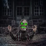 HOMCOM 70cm Halloween Dekoration Skelett Halbkörper Figur mit LED-Lichter, Soundfunktion, Haustür Deko mit verstellbare Arme, Halloween Horror Ornamente für Halloween Party   Aosom – Bild 3