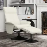 HOMCOM Relaxsessel mit Hocker Drehbarer Fernsehsessel mit Liegefunktion, TV-Sessel bis 150 kg belastbar, Liegesessel für Wohnzimmer, Schlafzimmer, Mikrofasertuch, Cremeweiß   Aosom – Bild 3