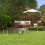 PawHut Hunde Agility Set, 4er-Set Hundetraining mit Slalomstangen, Agility-Ausrüstung für Hunde mit Tragetasche aus Oxford, Orange   Aosom – Bild 3