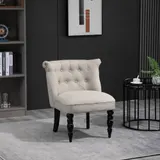 HOMCOM Relaxsessel Vintage Ruhesessel Polstersessel 67x67x78 cm, Leinenbezug Holzgestell Beige Schwarz, ideal für Esszimmer & Wohnzimmer   Aosom.de – Bild 3
