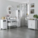 kleankin Badezimmerschrank Badschrank Badkommode mit 3 Schubladen und offenem Fach Badschrank schmal Modern Weiß 40 x 33 x 80 cm   Aosom – Bild 3