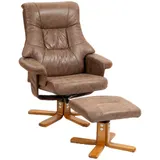 HOMCOM Relaxsessel mit Hocker, Drehbarer Fernsehsessel, TV Sessel mit Liegefunktion,Polstersessel für Wohnzimmer, Schlafzimmer, Mikrofaser Braun, 78 x 82,5 x 109 cm   Aosom – Bild 1