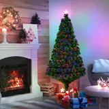HOMCOM Weihnachtsbaum künstlicher Christbaum 150 cm mit LED Lichtfaser Farbwechsler und Metallständer, grüner Tannenbaum für festliche Dekoration   Aosom.de – Bild 3