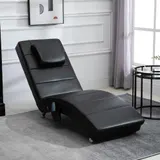HOMCOM Relaxliege Leder mit Massagefunktion, 58 x 163 x 87 cm, bis 120 kg, 8 Massagepunkte, mit Fernbedienung hoher Rückenlehn Kissen, Schwarz   Aosom – Bild 3