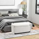 HOMCOM Sitzbank, Bettbank mit Stauraum, Polsterbank mit Deckel, Samtoptik, Aufbewahrungsbank, Creme, 105 x 44 x 45,5 cm   Aosom – Bild 3