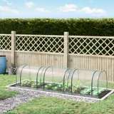 Outsunny Foliengewächshaus Treibhaus mit Tür 350 x 100 x 80 cm, transparentes PVC für Pflanzenaufzucht & Frühbeet, stabiler Stahlrahmen, grün   Aosom.de – Bild 3