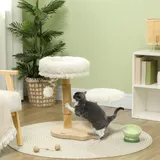 PawHut Kratzbaum 61,5 cm hoch Katzenkratzbaum mit Spielball, Betten, Katzenturm mit Katzenkratzbrett, für Katzen unter 5 kg, Birnbaumholz, Weiß   Aosom – Bild 3