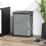HOMCOM Mülleimer 2x30L Treteimer Kosmetikeimer mit Deckel und Fußpedal, Metall Müllbehälter mit Inneneimer für Wohnzimmer und Büro, 48,8x39,5x67cm   Aosom.de – Bild 3