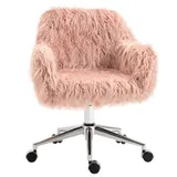 Vinsetto Bürostuhl Frauen, höhenverstellbar Schreibtischstuhl, ergonomisch, Kunstfell, Rosa+Silber   Aosom – Bild 1