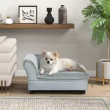 PawHut Hundebett Sofa 76x45x41,5cm mit Stauraum und hoher Rückenlehne, belastbar bis 15 kg, Plüsch und Naturholz, hellblau für kleine Hunde   Aosom.de – Bild 3