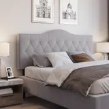 HOMCOM Kopfteil  Stilvolles gepolstertes Bett-Kopfteil in Grau, Pappel und Polyester, Modernes Design, 185x8x134cm  Aosom – Bild 3