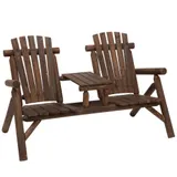 Outsunny Gartenbank mit Tisch, Gartenmöbel Set, Sitzbank mit 2 Stühlen, Massivholz, Braun, 157 x 88 x 103 cm, ideal für Terrasse & Garten   Aosom.de – Bild 1