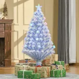 HOMCOM künstlicher Weihnachtsbaum mit 3 LED-Leuchten Tannenbaum PVC Metall Weiß Blau Ø60 x 120H cm für festliche Dekoration   Aosom.de – Bild 3