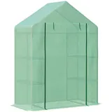 Outsunny Foliengewächshaus  Begehbares Gartenhäuschen mit 6 Regalebenen, Treibhaus für Pflanzen, mit aufrollbarem Eingang, Grün  Aosom – Bild 1