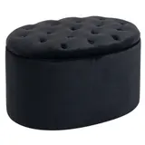 HOMCOM Sitzbank in Schwarz  Moderne Polsterbank mit Stauraum, Samtartiges Polyester, Gummiholz, Ovale Form, 71x52x42cm  Aosom – Bild 1