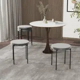 HOMCOM 4er-Set Barhocker ohne Lehne, Metallhocker, Küchenstuhl mit gepolstertem Sitz in Samtoptik, Grau   Aosom.de – Bild 3
