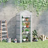 Outsunny Folien Gewächshaus  Treibhaus in Weiß, 4 Regalfächer, Tomatenhaus, 70x50x160cm  Aosom – Bild 3