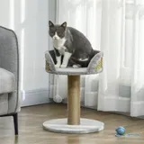 PawHut Kratzbaum klein, 49 cm Katzenbaum, Katzenkratzbaum mit Spielball, Liegefläche, Kletterbaum für Katzen bis 4 kg, Katzenmöbel, Jute Grau   Aosom – Bild 3