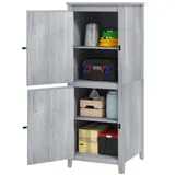 Outsunny Gartenschrank Holz, Geräteschuppen wetterfest Geräteschrank, 60x60x160cm, Gerätehaus mit Doppeltür, Ablagen, Abschließbar Werkzeugschrank Gartenschuppen für Garten, Terrasse, Hellgrau   Aosom – Bild 1