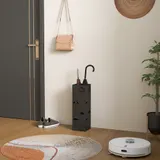 HOMCOM Schirmständer Regenschirmhalter mit 4 Haken, abnehmbare Wasserauffangschale Deko Schirmhalter für Sonnenschirm, Regenschirme & Gehstöcke Stahl 15,5 x 15,5 x 49 cm Schwarz   Aosom – Bild 3
