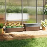 Outsunny 5er Set Blumentopf aus Kunststoff, 59 x 21 x 16 cm stapelbar Blumentöpfe Set, wetterfest Übertopf, Töpfe für innen und außen, Grau   Aosom – Bild 3