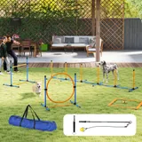 PawHut Agility Set Hunde 9-teilig Agility-Ausrüstung für Hundetraining Steckhürdenset mit Slalomstangen Sprunghoop 2 Bälle höhenverstellbar Hürden Koordinationstraining für Spiele Training   Aosom – Bild 3