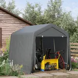 Outsunny Gartenhaus, Lagerzelt, 2 Reißverschlusstüren, Metallrahmen, Fahrradunterstand, Schutz vor leichtem Regen und Wind, 280 x 240 x 240 cm, Dunkelgrau   Aosom – Bild 3