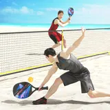 SPORTNOW Beachball-Schläger 2er Set Tennisschläger aus Kohlefaser Strandtennisschläger mit Tasche und rutschfestem Griff Schwarz   Aosom – Bild 3