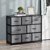 HOMCOM Kommode mit 8 Schubladen aus Stoff Aufbewahrungsschrank Kommodenschrank mit Griffen, Metallgestell, Modern-Design Schrank für Schlafzimmer, Wohnzimmer Dunkelgrau   Aosom – Bild 3