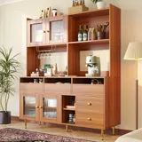 Restaurant-Hochschrank mit Changhong-Glastür, Weinglasregal und mehrschichtigem Stauraum, 145×39×171 cm, Walnussbraun – Bild 3