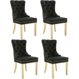 Esszimmerstühle, 4 er Set Schwarze Samtesszimmerstühle mit runden Zugringen, Luxussamtstühle für Wohnzimmer, 51.5 × 65.5 × 95 cm   Aosom.de – Bild 1