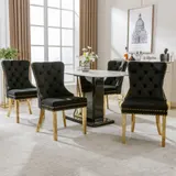 Esszimmerstühle, 4 er Set Schwarze Samtesszimmerstühle mit runden Zugringen, Luxussamtstühle für Wohnzimmer, 51.5 × 65.5 × 95 cm   Aosom.de – Bild 3