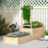 Outsunny Blumenkasten mit Gitter, Hochbeet, Holzblumenkasten mit offenem Boden für Balkon Terrasse Terrasse, 222 x 63 x 132 cm, Naturholz   Aosom – Bild 3