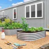 Outsunny Set aus 2 erhöhten, verzinkten Stahl-Pflanzkästen, Gartenbett-Kit, Gummiumrandung und offener Boden, für Gemüse, Obst, Blumen, 152 x 91 x 30 cm, Silber   Aosom – Bild 3
