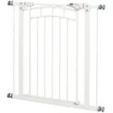 PawHut Hundeschutzgitter ausziehbar 74-80 cm, Doppelschloss, automatische Schließung, Treppengitter ohne Bohren, Höhe 76 cm, weiß   Aosom – Bild 1