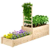 Outsunny Blumenkasten mit Gitter, Hochbeet, Holzblumenkasten mit offenem Boden für Balkon Terrasse Terrasse, 222 x 63 x 132 cm, Naturholz   Aosom – Bild 1