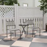 Outsunny Polyrattan Gartenmöbel Set, Outdoor Lounge Balkonmöbel für 2 Personen, 3-teilig Sitzgruppe mit 2 Stapelbare Stühle, Tisch, wetterfest Gartenlounge für Garten, Terrasse Balkon, Grau   Aosom – Bild 3