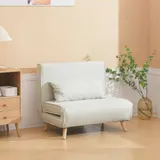 HOMCOM Schlafsofa Einzelsofa Klappsofa mit verstellbarer Rückenlehne, nordisch, Leinenimitat für Wohnraum & Gästezimmer   Aosom.de – Bild 3