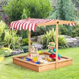 Outsunny Sandkasten ohne Boden, höhenverstellbar, Sandkiste mit Dach, Sandkasten mit Abdeckung, Natur  Aosom – Bild 3