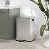 HOMCOM Mülleimer 40L Treteimer Abfalleimer mit Deckel und Fußpedal, Müllbehälter mit 2 Inneneimern, Soft-Close-Funktion für Wohnzimmer, Büro, Edelstahl, Silber, 40 x 34,8 x 59 cm   Aosom – Bild 3