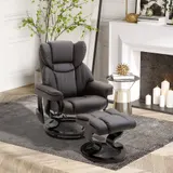 HOMCOM Relaxsessel Massagesessel mit Fußhocker und Liegefunktion, Kunstleder Braun 79x82x101 cm, komfortabel für Entspannung & Wellness   Aosom.de – Bild 3