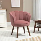 HOMCOM Esszimmerstuhl Küchenstuhl Sessel mit Rückenlehne Wohnzimmerstuhl Polyester Gummiholz Rosa 66 x 72 x 79 cm   Aosom – Bild 3