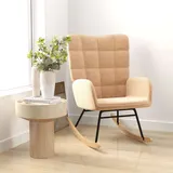 HOMCOM Schaukelstuhl  Schwingsessel, Akzentstuhl, Relaxsessel in Lammfellimitat, für Schlafzimmer, bis 120 kg, Braun  Aosom – Bild 3