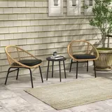 Outsunny 3-tlg. Rattan Gartenmöbel-Set, Balkonmöbel-Set mit Couchtisch & 2 Stühlen, Sitzgarnitur mit Kissen, wetterfest, Polyester, Gelb   Aosom.de – Bild 3