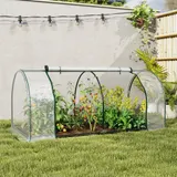 Outsunny Gewächshaus Treibhaus mit Tür 200x100x80cm, Frühbeet aus Stahl und PVC für Pflanzenaufzucht und Garten   Aosom.de – Bild 3